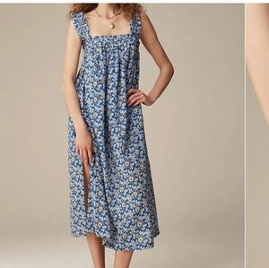J Crew Floral Cobalt Blue White Sleeveless Summer Dress Extra Small